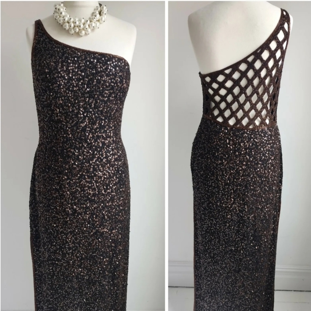SCALA Brown Beaded Gown